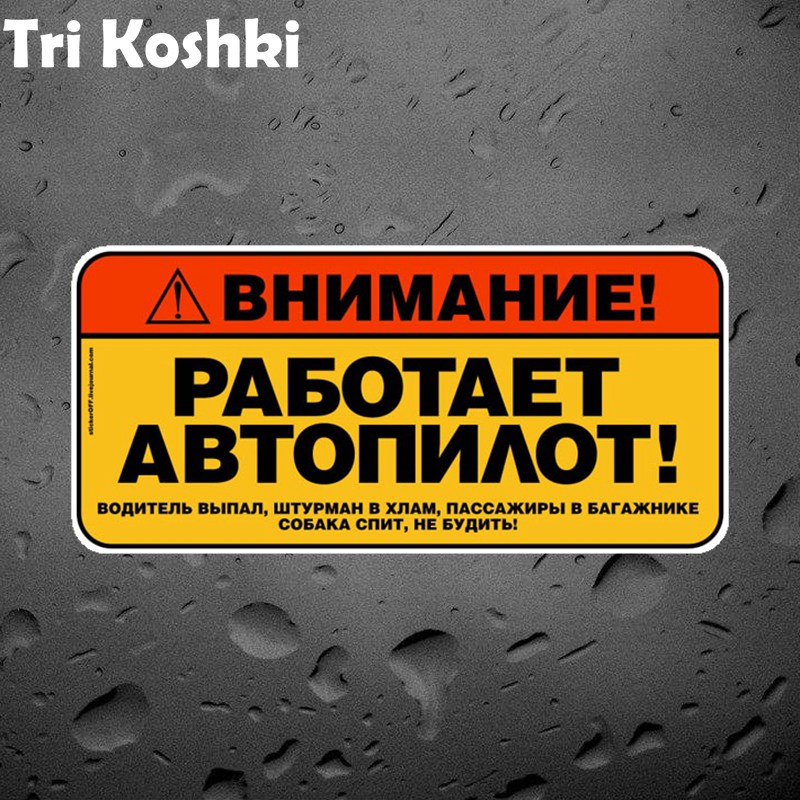 Streetwear Brand Stickers - Tri Koshki Kcs493 Warning! Autopilot Works!