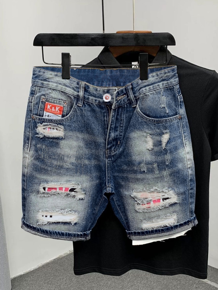 Streetwear Brand Denim - 2026 Summer Ripped Straight Men Denim