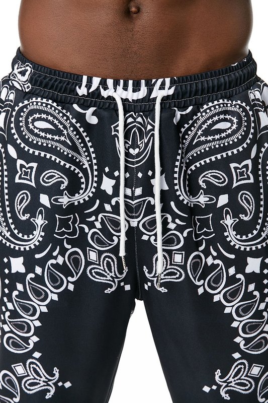 Mens Black Paisley Print Sweat - đánh giá và giá Streetwear Brand Joggers