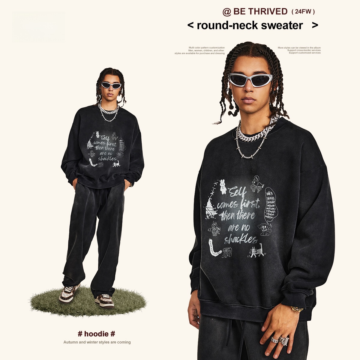 Men's Oversized round Ne Fce L - đánh giá và giá Streetwear Brand With K